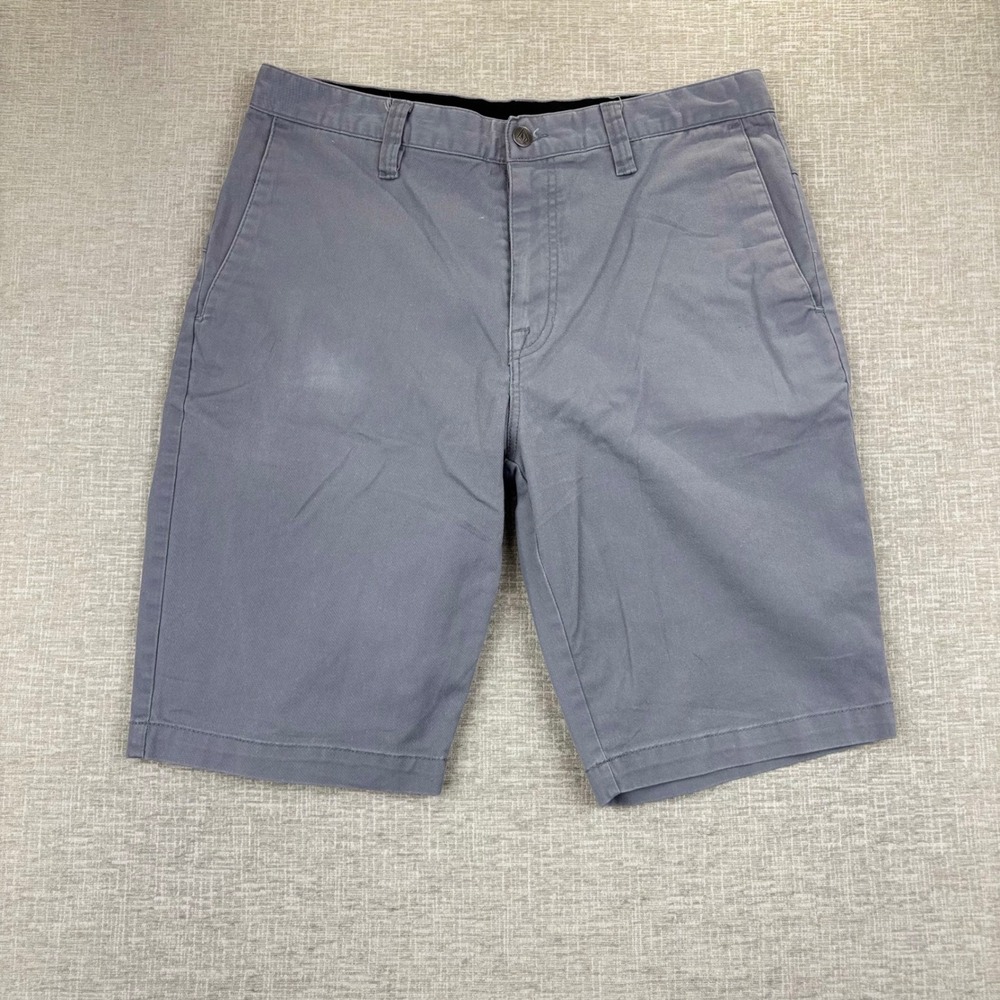 Volcom Frickin Modern Stretch Chino Shorts Mens 32 Grey Casual Skate Twill